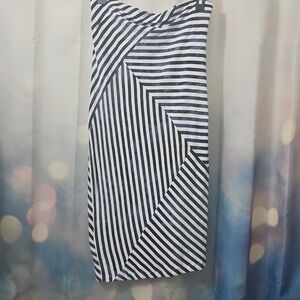 BCBG "Nicola" Asymmetrical Striped Navy and White Mini Dress XS